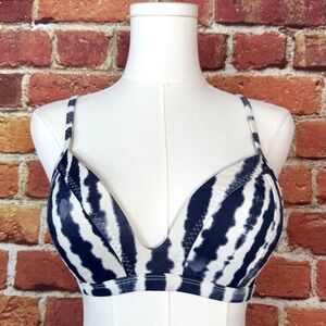 Athleta Wave Break Molded Cup Bikini Top Tie Dye Blue Multiway Straps Size Small